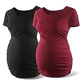 Women's Stretchy Short Sleeve Ruched Maternity