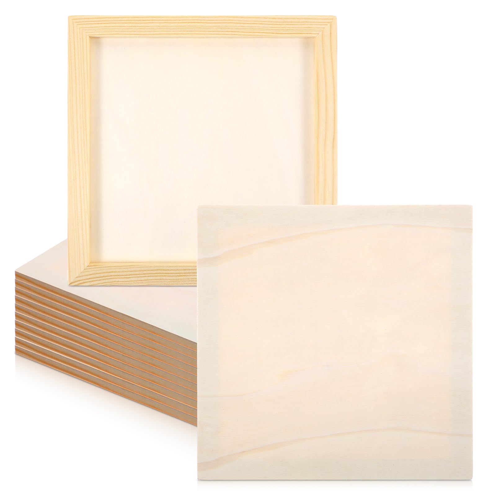 Photo 1 of 12 Pcs Pine Wood Panel Boards 6 x 6 Inch Unfinished Wood Canvas Wooden Panel Boards for Pouring Art, Crafts, Painting and More