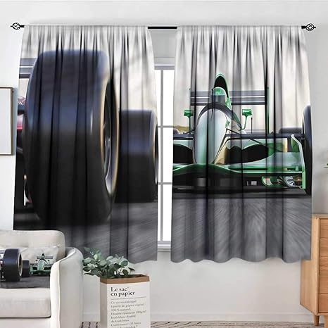 Amazon Com Cars Modern Kids Curtain Indy Cars On Asphalt Road 42