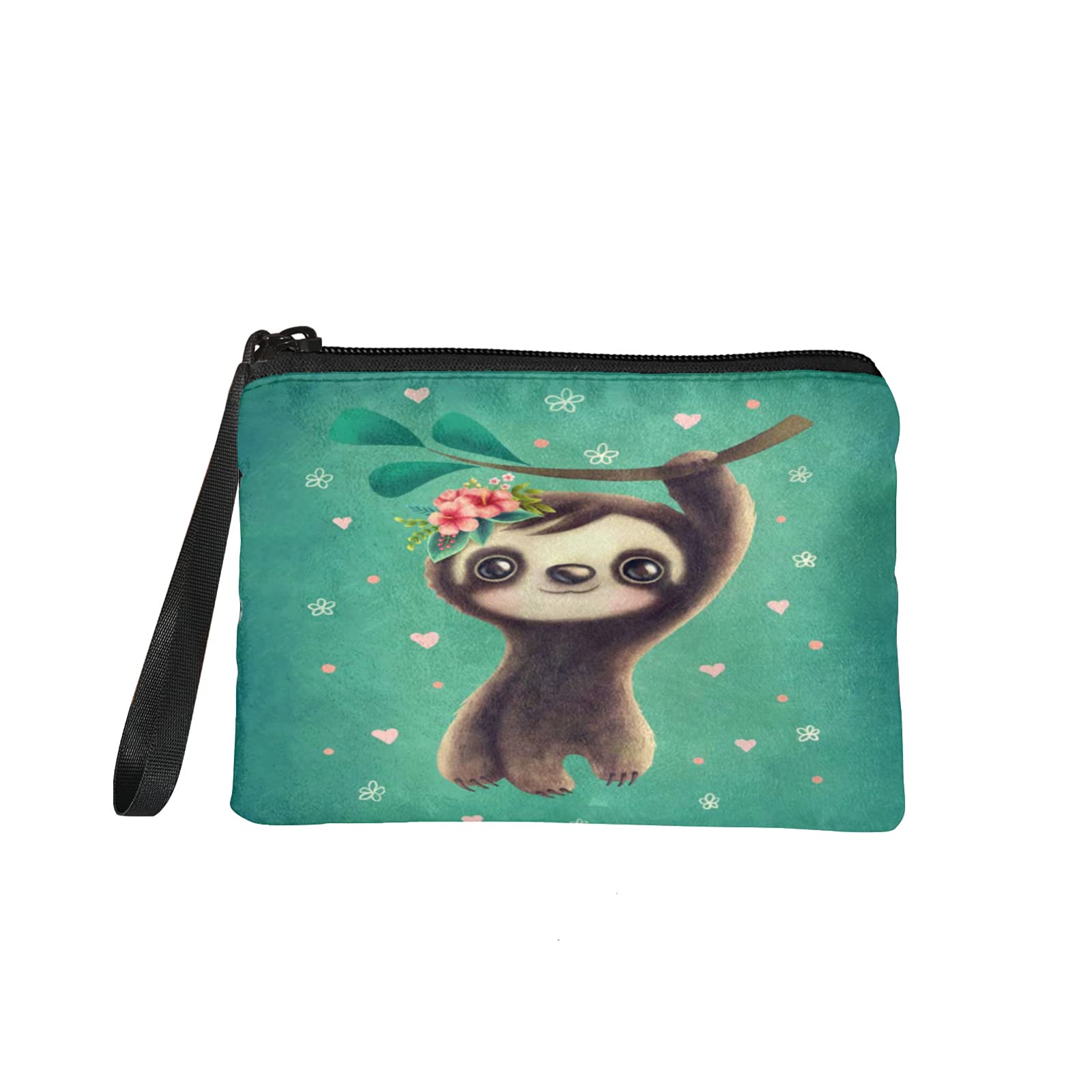 chaqlin Funny Sloth Coin Purses for Women,Cute Baby Sloth Wallet Gift Candy Boxes with Zipper Portable Coin Pouch Purse for Ladies Girl Credit Card ID Card Keys Headset Lipstick