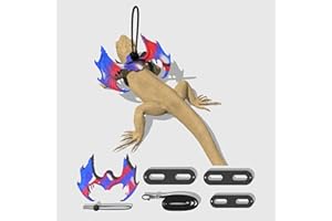 ENRICHOICE Bearded Dragon Leash and Harness Set, Bearded Dragon Leash with Wings Silicone,Stylish and Colorful Design,Deal for Amphibians and Other Small Pet Animals (Blue-red Gradient)