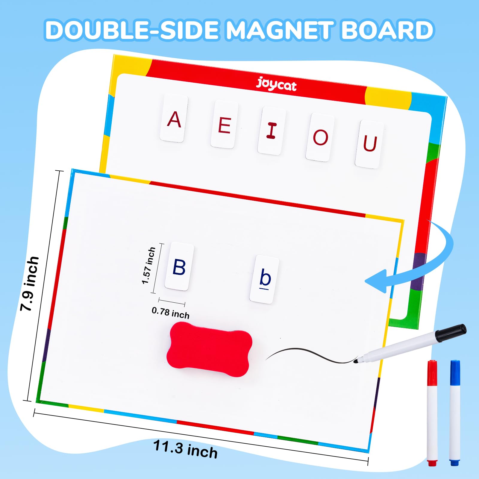 Classroom Magnetic Letter Tiles for Phonics and Spelling-JoyCat 234 Foam Alphabet Tiles Magnetic Letters with Double-Side Magnet Board and Compartment Storage Case