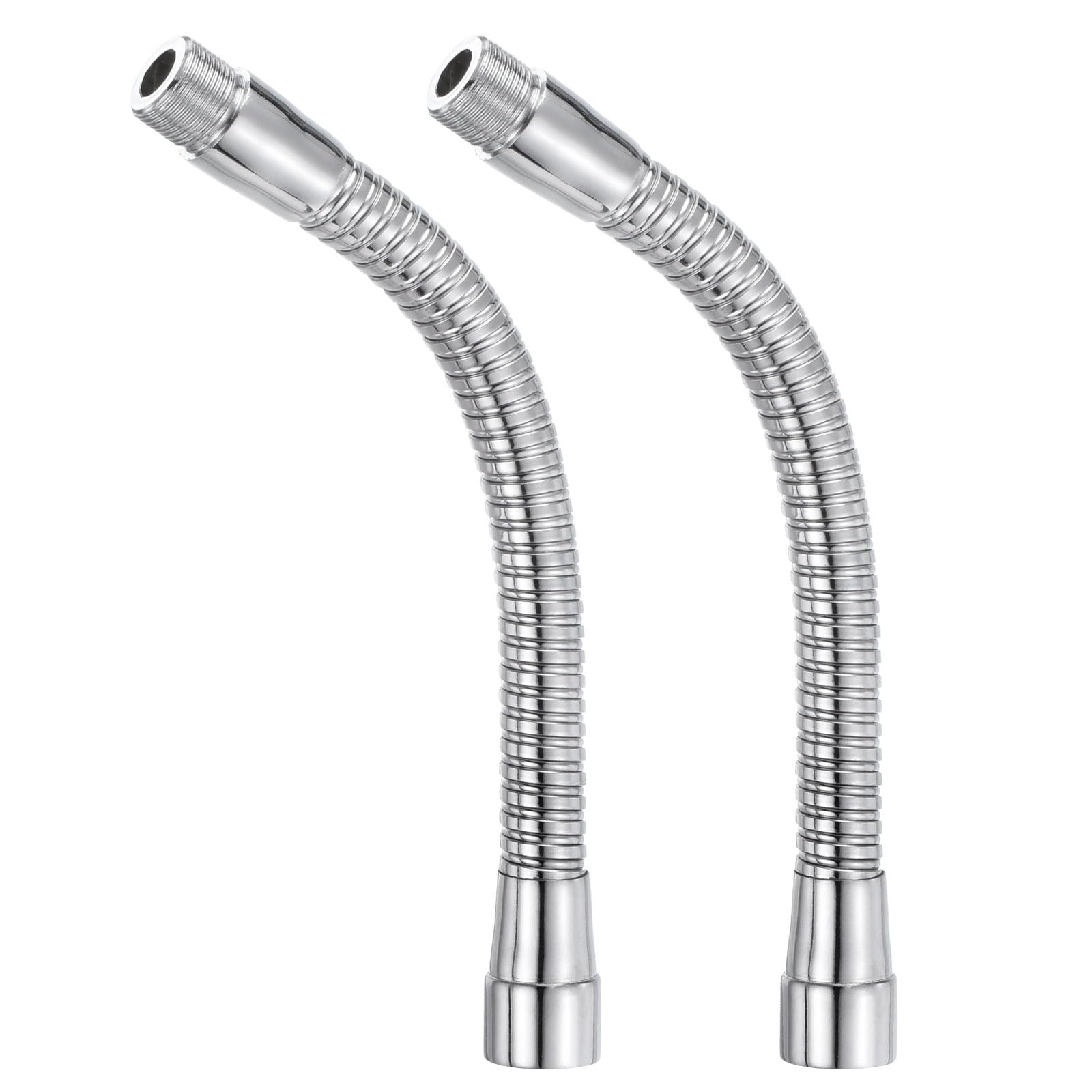 PATIKIL 8" Microphone Gooseneck, 2Pcs 5/8"-27 Thread Metal Universal Hose Flexible Arm Gooseneck Tube Extension for Multifunction DIY, Silver Tone — image 1