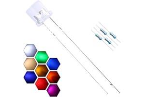 EDGELEC 180pcs 5mm 9 Colors x 20pcs Assorted Colors Lights LED Diodes Flat Lens 1.14in. Long Lead +300pcs Resistors (for DC 6-12V) Included,Bulb Lamps Light Emitting Diode