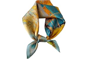 ANDANTINO 100% Mulberry Silk Scarf -21” Lightweight Square Neckerchief – Breathable Digital Printed Scarves with Gift Packed