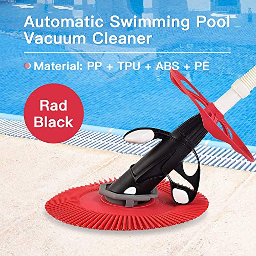 POOLWHALE Professional Automatic Swimming Pool Vacuum Cleaner,Powerful Suction That Clean Swimming Pool Debris,Cleans Floors,Walls and Steps,Suitable for Inground and Above Ground Pools (Red)