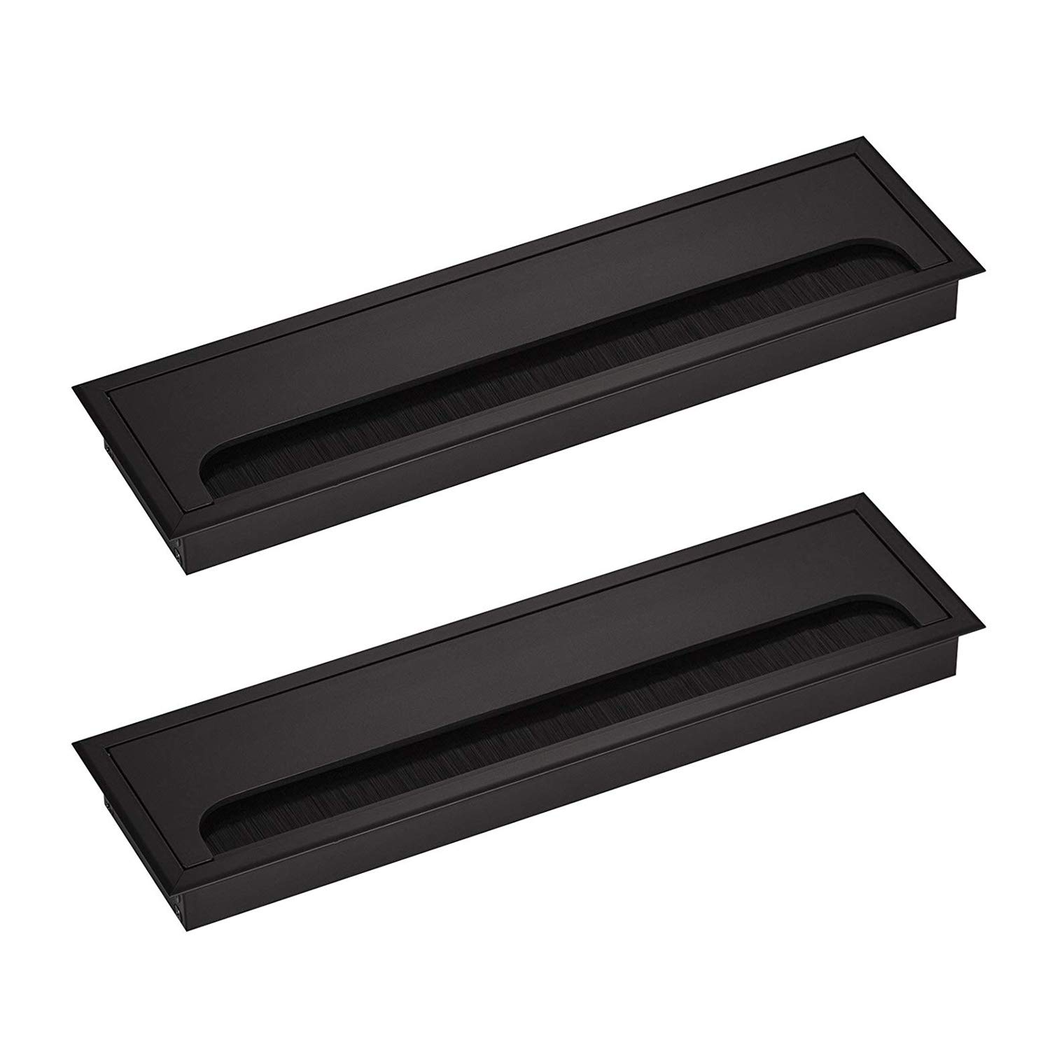 LIKERAINY Cable Bushing Desk Table Grommets 80x 280mm Cable Outlet Tidy Cover Insert Rectangular Cube Wire Organiser Aluminum Anodised Black Pack of 2 โ image 1