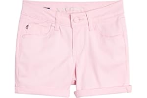 VIGOSS Girls’ Shorts – Basic Soft Stretch Twill Shorts for Girls – Kids’ Adjustable Roll-Cuff Shorts (4-16)