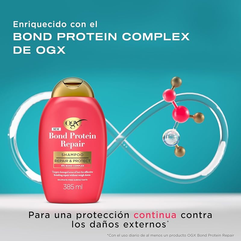 Champô Bond Protein Repair (385 ml), champô que protege e repara o cabelo, com a tecnologia Lipi Pro Shield, com surfactantes sem sulfatos, para cabelo seco e danificado