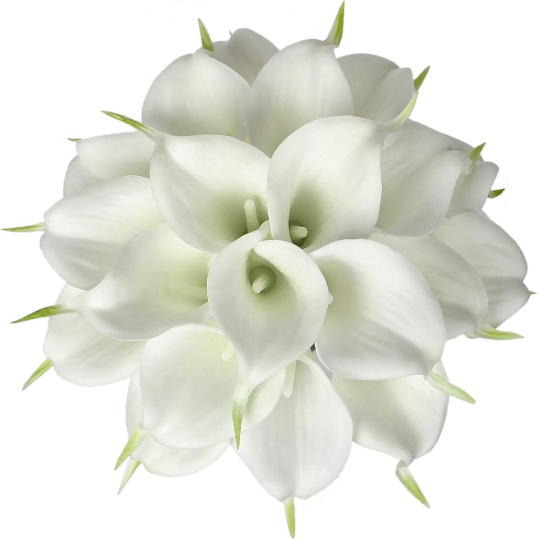 Luyue 20 Pcs White Fake Calla Lily Artificial Flowers Bridal Wedding Bouquet Latex Real Touch Flower Home Kitchen Office Decor-Pure White