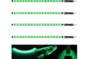 Vbakor Boat Led Strip Lights, 4 Pcs 24'' Marine Boat Interior Courtesy Deck Navigation Lights, Super Bright Waterproof Marine Led Lights Strip for 12V Pontoon Fishing Boat Yacht Kayak Sailboat (Green)