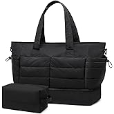 SUIKIHUM 50L Travel Duffel Bag for Women, Weekender Overnight Bag W/Toiletry Bag+Shoe Compartment, TSA Carry-On Bag for Travel Gym, Black