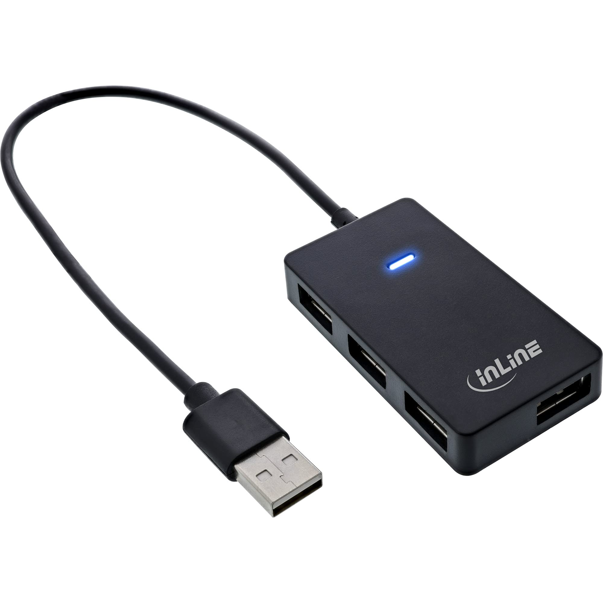InLine® 33293I USB 2 Hub, 4 Port, Black, Cable 30 cm