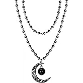 IUHOGE Gothic Moon Necklace Black Pendant Layered Moon Choker Halloween Jewelry for Women