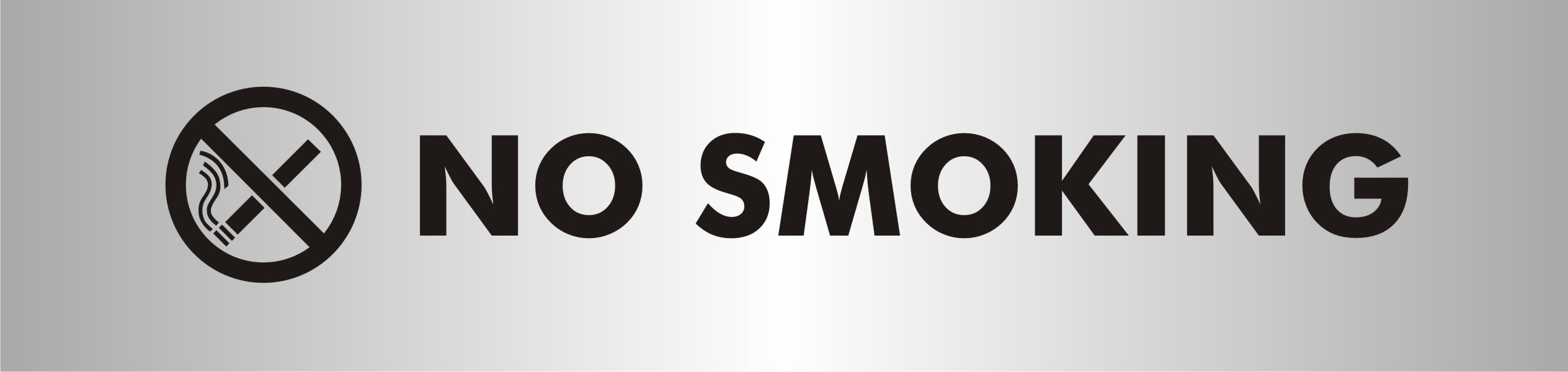 Seco No Smoking with Pictogram Sign, 190mm x 45mm - 2mm Brushed Aluminium Effect Acrylic โ image 1