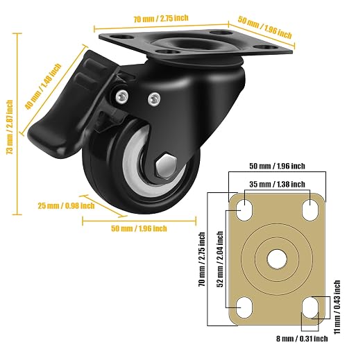 4 In Caster Wheels 24-Pack Blue Polyurethane Wheel Caster Plates