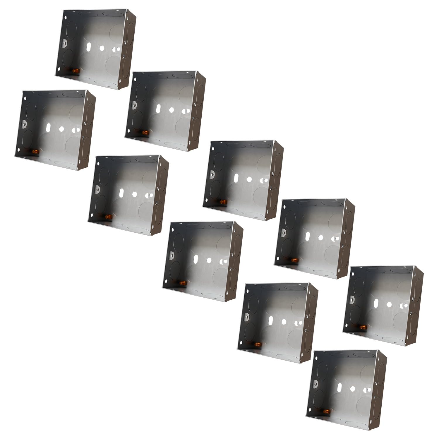 rhinocables Metal 1 Gang Single Socket Back Box, Single Pattress Box Mount, Flush Mount (10 Pack, 25mm)