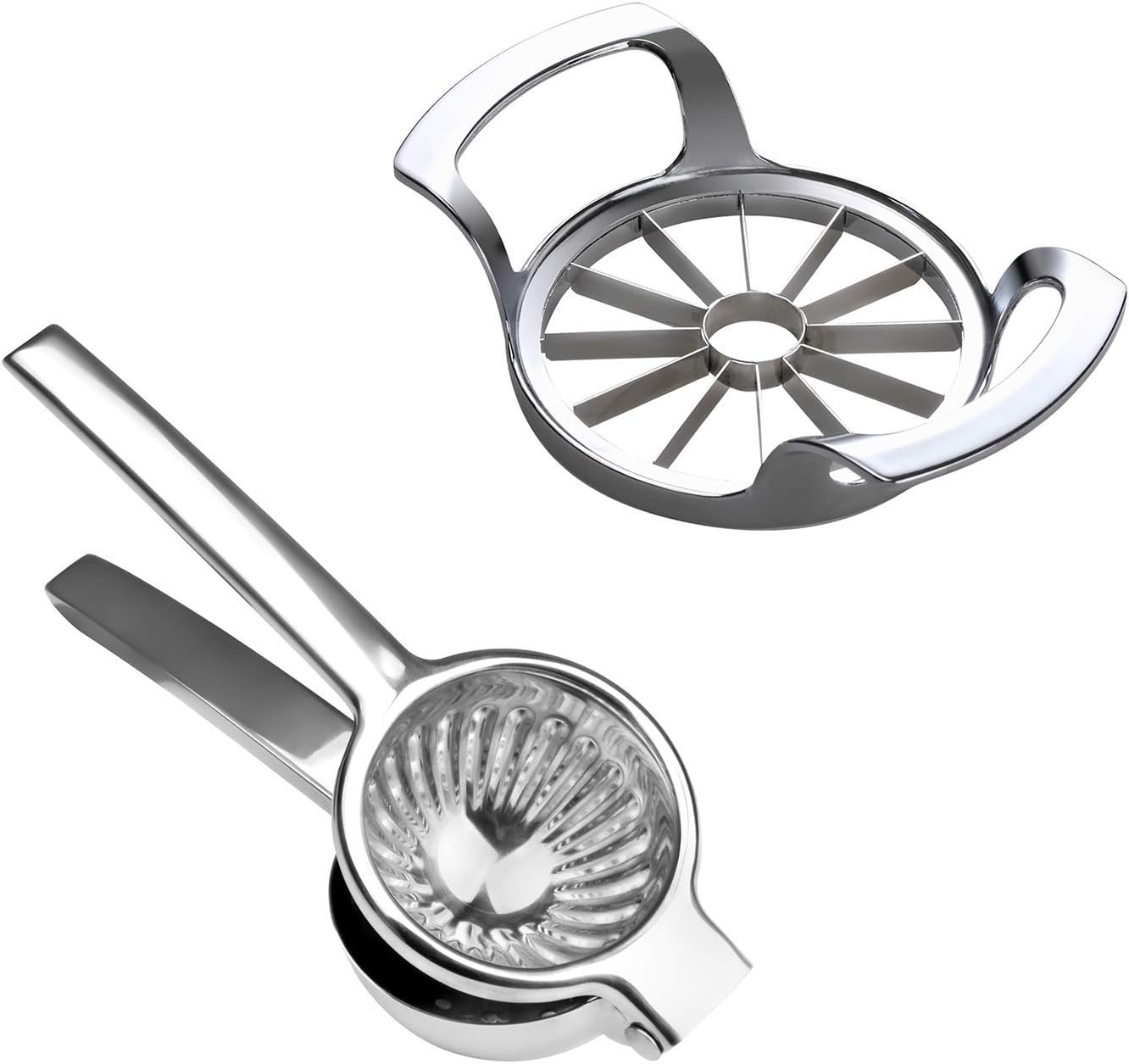 SAVORLIVING Stainless Steel 12 Blade Apple Slicer and Large Lemon Squeezer Bundle