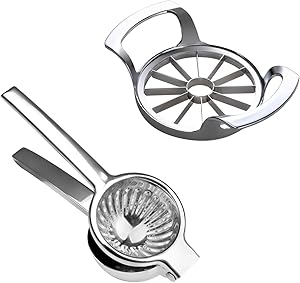 SAVORLIVING Stainless Steel 12 Blade Apple Slicer and Large Lemon Squeezer Bundle