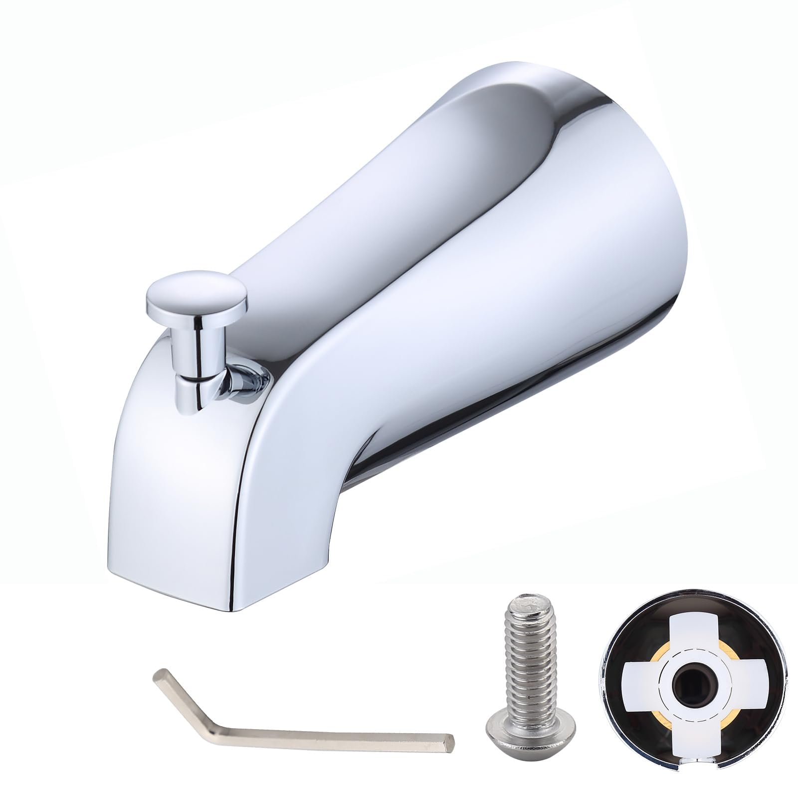 Photo 1 of *MINOR DAMAGE - USED*
Slip on Tub Spout Kit, Universal Bathtub Spout Fits 1/2" Copper Water Tube (5/8" Dia), Slide-in Bath Tub Faucet with Hex Wrench for Easy Installation (Chrome)