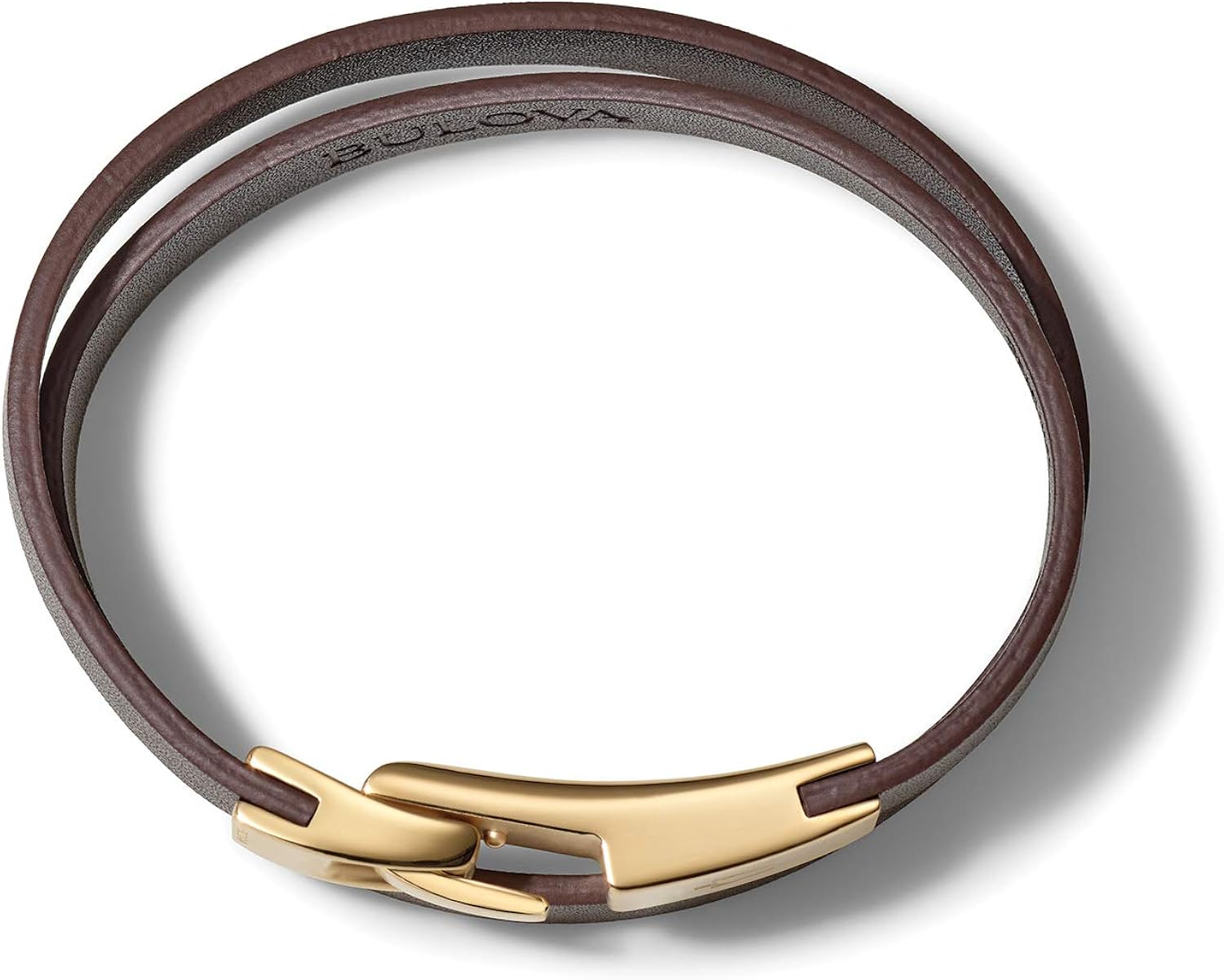 Bulova Mens Classic Bracelet with Brushed Gold Stainless Steel Hook: Jewelry