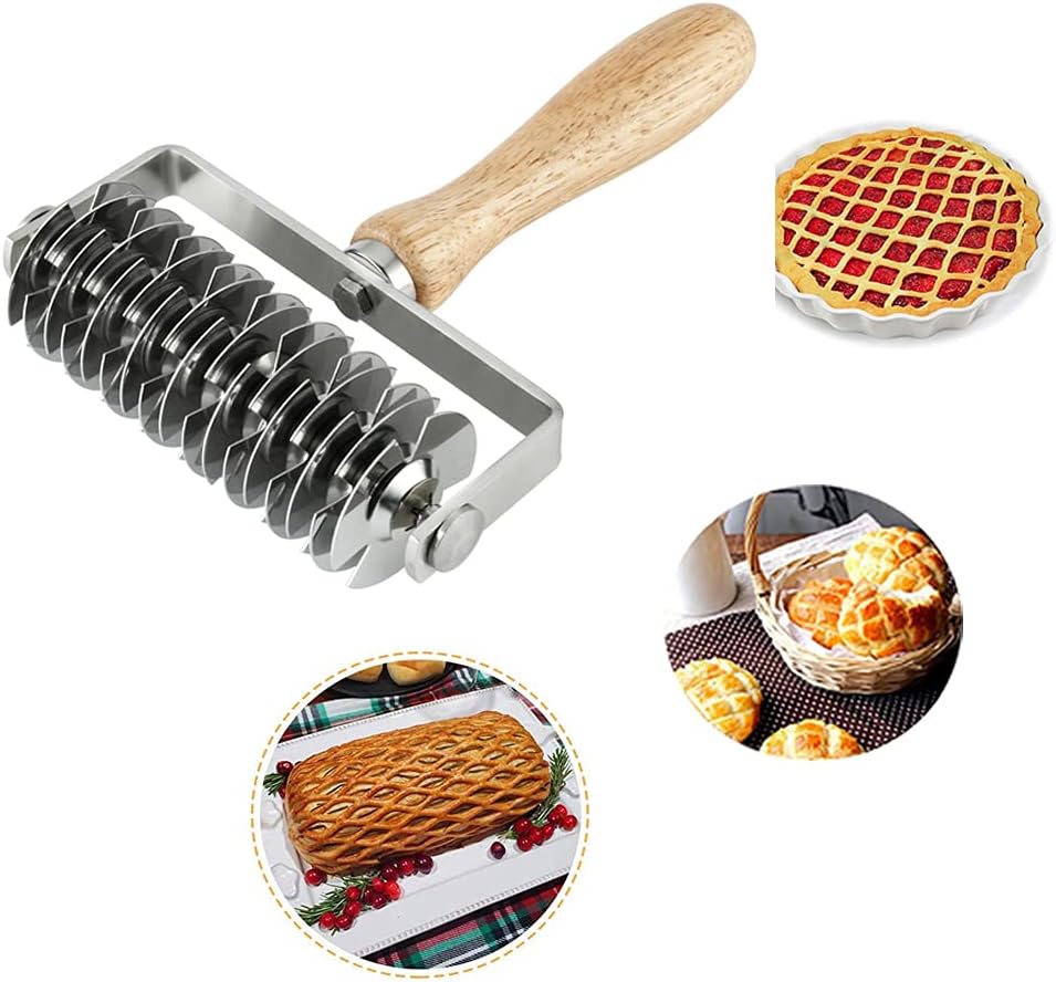 INCHOO Stainless Steel Dough Lattice Roller Cutter | Bread Pastry Baking Tool