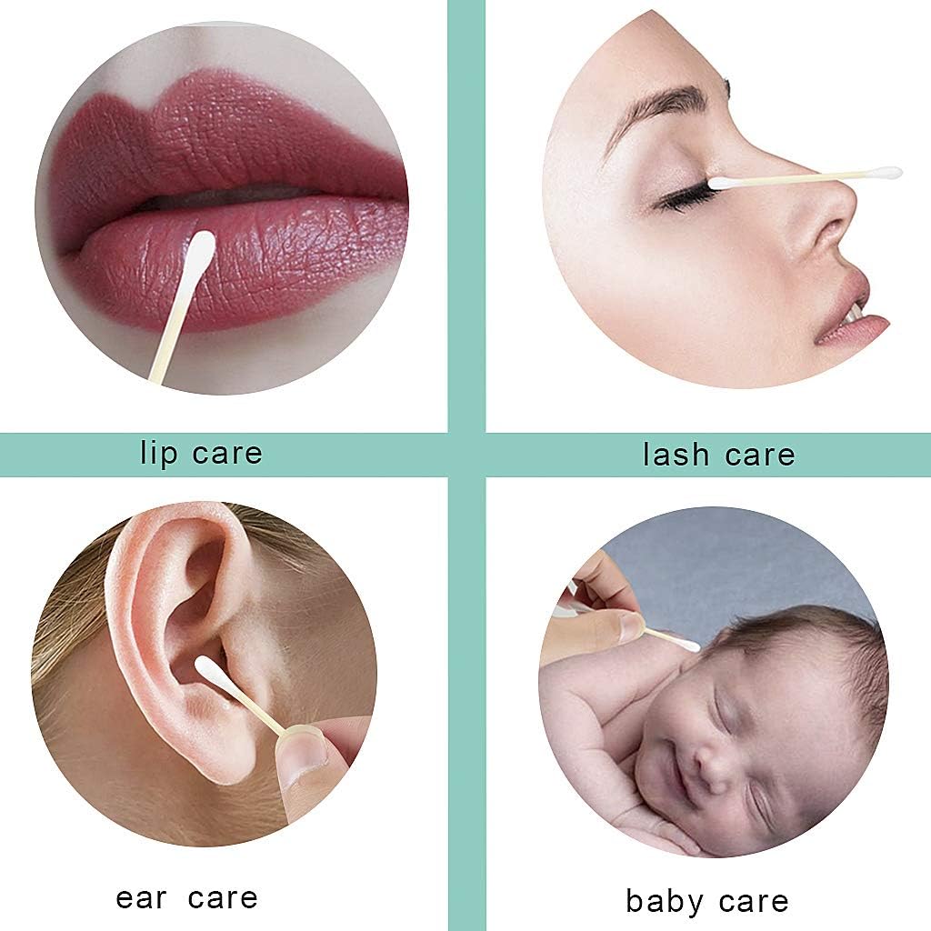 SWKJ Bamboo Cotton Buds, 200 PCS (2 x 100) Eco-Friendly Cotton Ear Buds Swabs with Bamboo Handle - Image 3