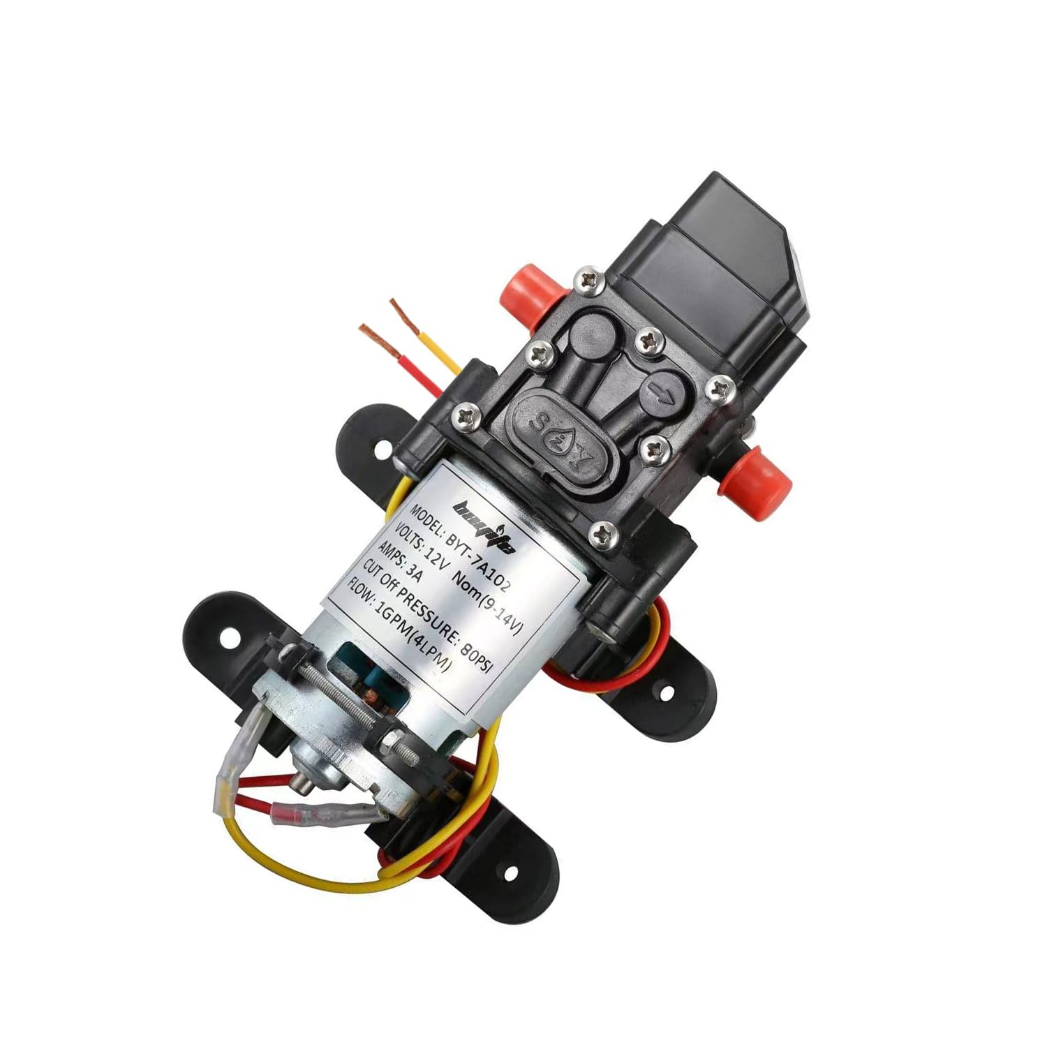 Photo 1 of bayite 12V DC Fresh Water Pressure Diaphragm Pump with Hose Clamps Self Priming Sprayer Pump with Pressure Switch 4 L/Min 1.0 GPM 80 PSI for RV Camper Marine Boat