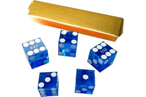 Yuanhe Set of 5 Grade AAA Precision 19mm Serialized Casino dice with Razor Edges and Corners - Blue …