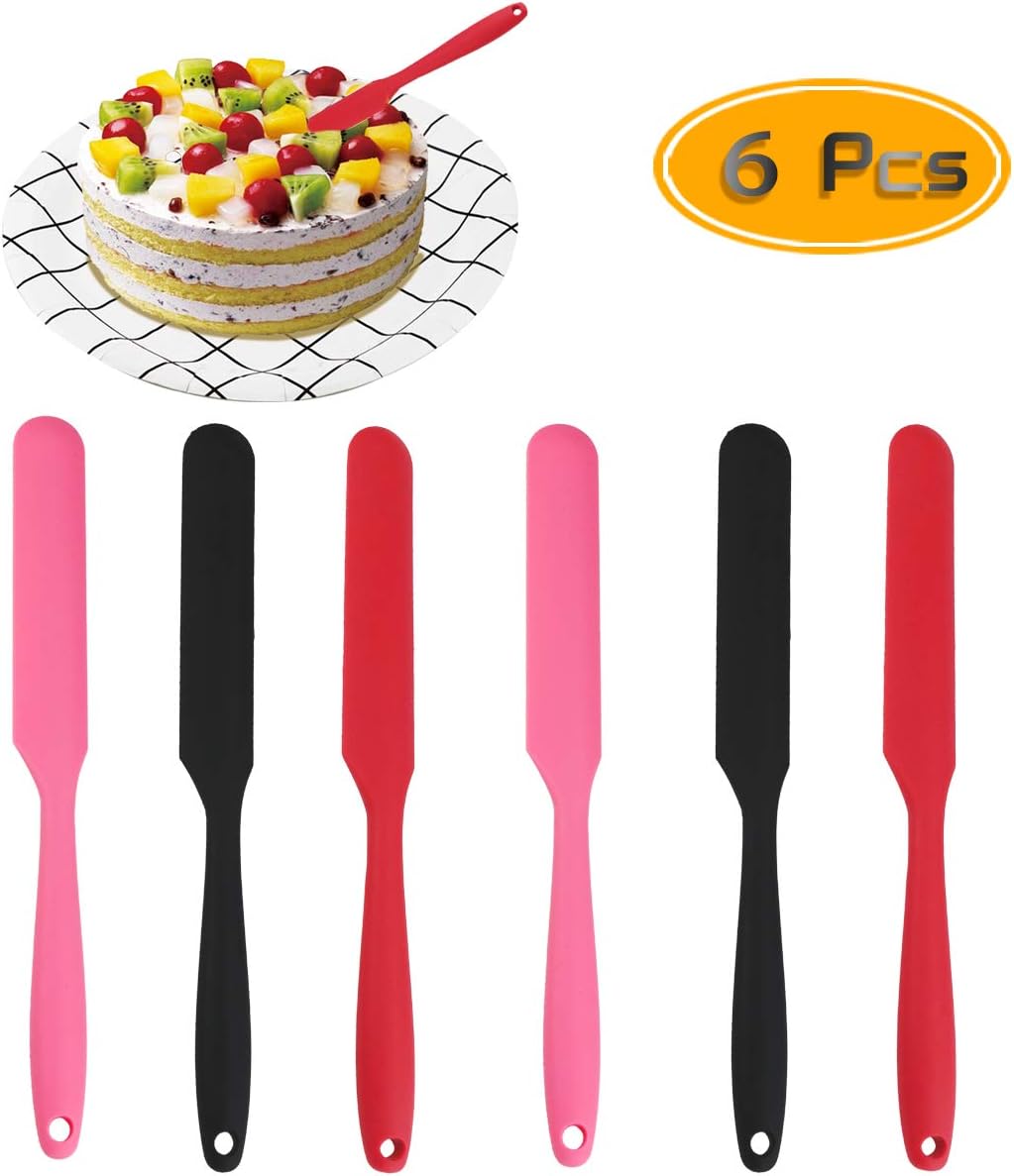 UPlama 6 PCS Heat-Resistant Silicone Spatula Non Stick Cake Cream Butter Spatulas Silicone Spatula Set for ovens, refrigerators, microwave ovens, etc