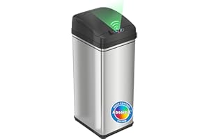 iTouchless 50 Liter / 13 Gallon Kitchen Trash Can with Lid & Odor Filter – Motion Sensor Stainless Steel Garbage Bin for Home, Office, or Garage – Slim, Large Capacity Design