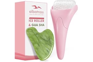 ALBATROSS HEALTH NEW ENGLAND Gua Sha & Ice Roller for Face, Small Gifts, Facial Tools for Puffiness and Redness Reducing Skin Care Routine, Self Care Massage Gift for Women Men