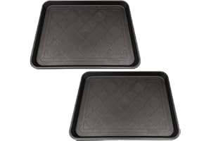 Lot de 2 plateaux à chaussures antidérapants et imperméables pour entrée, style intérieur et extérieur - 45,7 x 35,6 cm