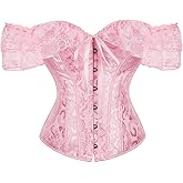 SHYMMUO Corset Top for Women Renaissance Steampunk Bustier Top Sexy Lace Up Corset Top Festival Pirate Halloween Costume