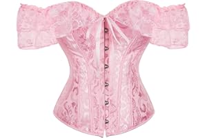 SHYMMUO Corset Top for Women Renaissance Steampunk Bustier Top Sexy Lace Up Corset Top Festival Pirate Halloween Costume
