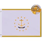 VICDRIA Rhode Island State Flag 4x6 Ft, Deluxe Embroidered Premium Polyester Durable RI Outside Flags, Indoor/Outdoor with Sewn Stripes and Brass Grommets