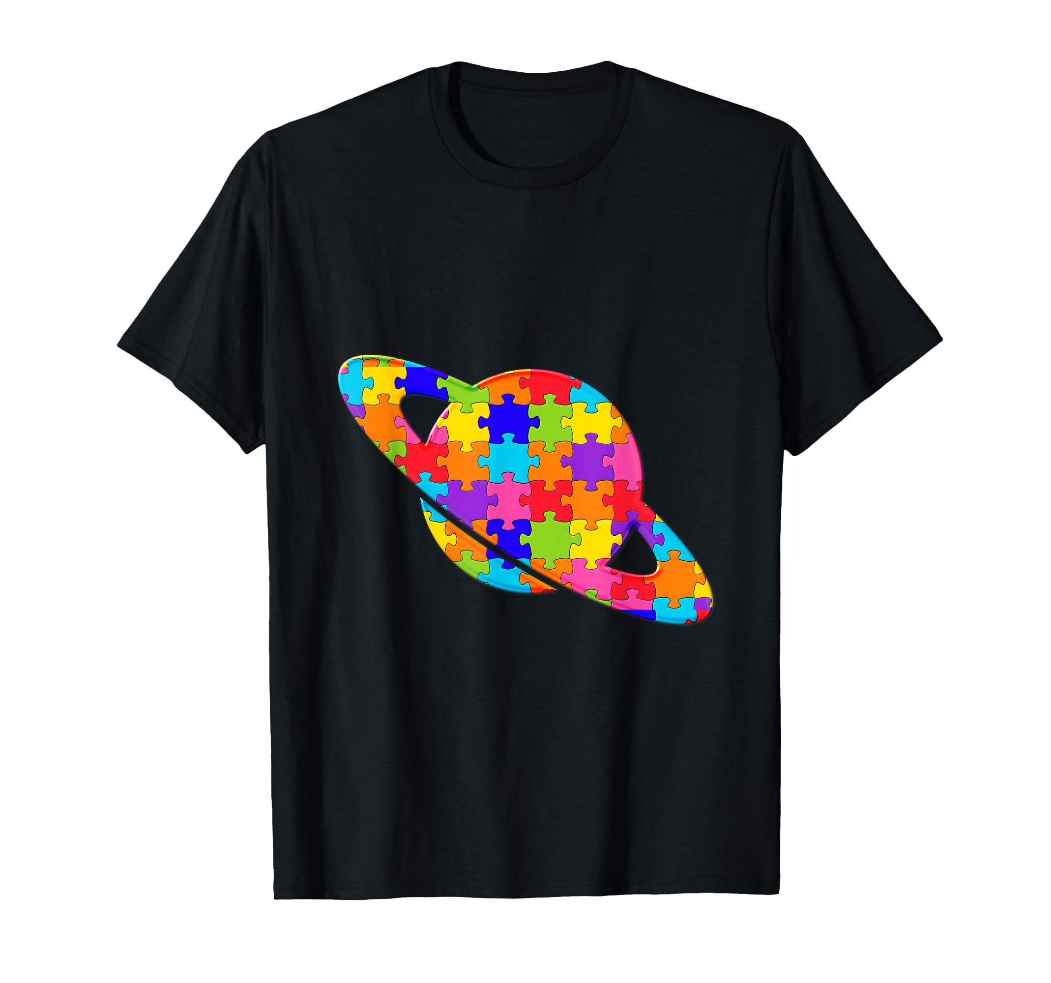 Saturn planet, Ring Star Planet Jigsaw Autism Puzzle T-Shirt