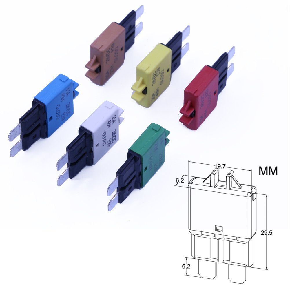 Gloaso Car Boat RV Solar 5A 10A 15A 20A 25A 30A Manual Reset Fuses Low Profile ATC Fuse Circuit Breaker E39 12V 24V DC: Industrial & Scientific