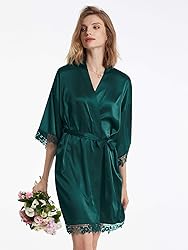 AW BRIDALGreen Silk Robes For Women Short Satin