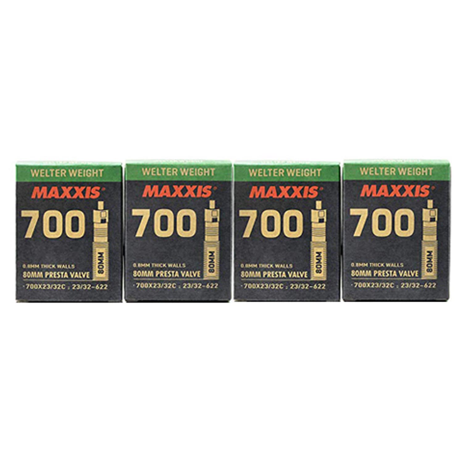 Maxxis Welter Weight 700x23-32C 80mm Bike Inner Tube Presta FV, 4 Pack, STB2214-4