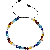 Jewever 7 Chakra Bracelet for Women Crystals and Healing Stones Balance Yoga Meditation Worry Stone Real Stone Lucky Rope Strand Bracelets Adjustable (6"-7")