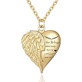 Loybora Heart Cremation Urn Necklace Human Ashes Jewelry for Women Men Engraved Your Wings were Ready but My Heart was Not Angel Wings Memorial Pendant Necklace Gift for Family Members