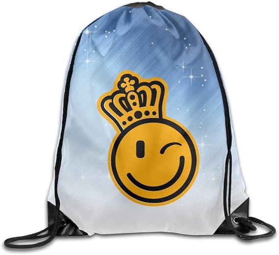 Amazon Co Jp ファッション メンズ レディース スマイリー キング 顔文字 巾着 ショルダーバック スポーツ 釣りピクニック 大容量 ホワイト Size One Size 服 ファッション小物