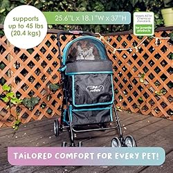 Swift Pet Stroller - Teal: Zipperless, Quality Mesh