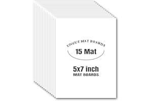 AUEAR, 15 Pack 5x7 Uncut Matte Boards, White Photo Mat Board Great for Picture Framing, Print, Artwork