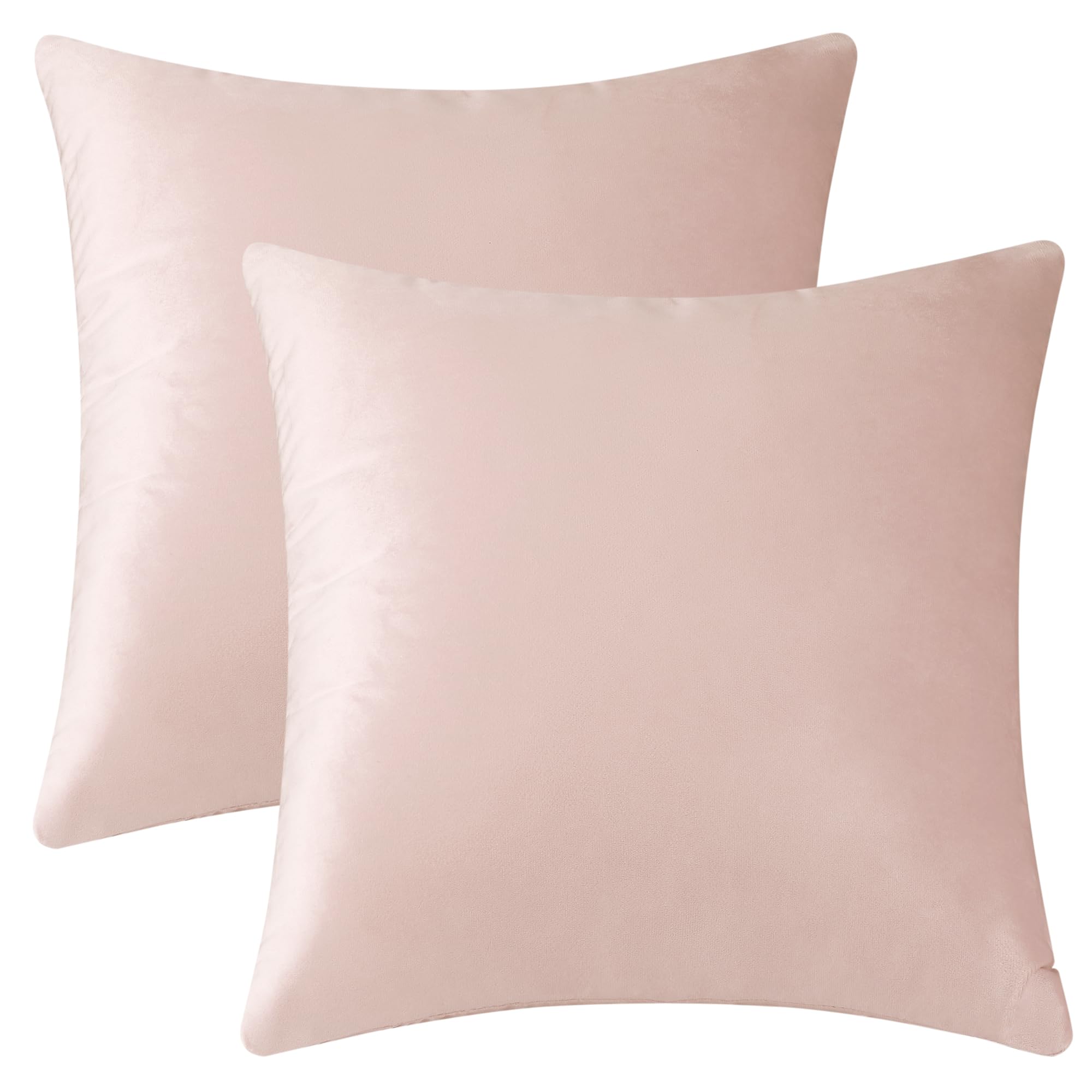 Uxcell Pack of 2 Velvet Decorative Pillow Covers Modern Solid Pillow Covers for Couch Sofa Home Pink 45 x 45 cm