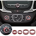 AC Radio Knob Cover Compatible with Chevrolet Chevy Malibu Equinox 2018-2022 Center Console Air Conditioner Volume Headlight Knob Button Cover Trim Ring 4pcs (Red)