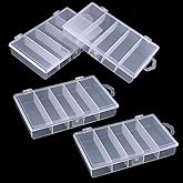 Newbested 4 Pack 5 Grid Clear Plastic Fishing Tackle Bait Hooks Storage Box,Visible Bead Jewelry Making Findings Utility Organizer Container Case for Jewelry,DIY Crafts(7.1" x 4.3" x 1.2")