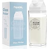 Papablic Glass Breastmilk Storage Bottles, Baby Breast Formula Milk Container for Breastfeeding Essential, Reusable Milk Pitcher Shaped Collection for Fridge & Milk Cooler, BPA Free, 17 oz