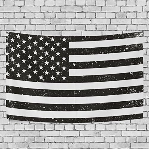 FORMRS American Flag Tapestry Wall Hanging Decor 80 x 60 Inches Black and White,4th of July Decoration Patriotic Decor,One Sided Printing